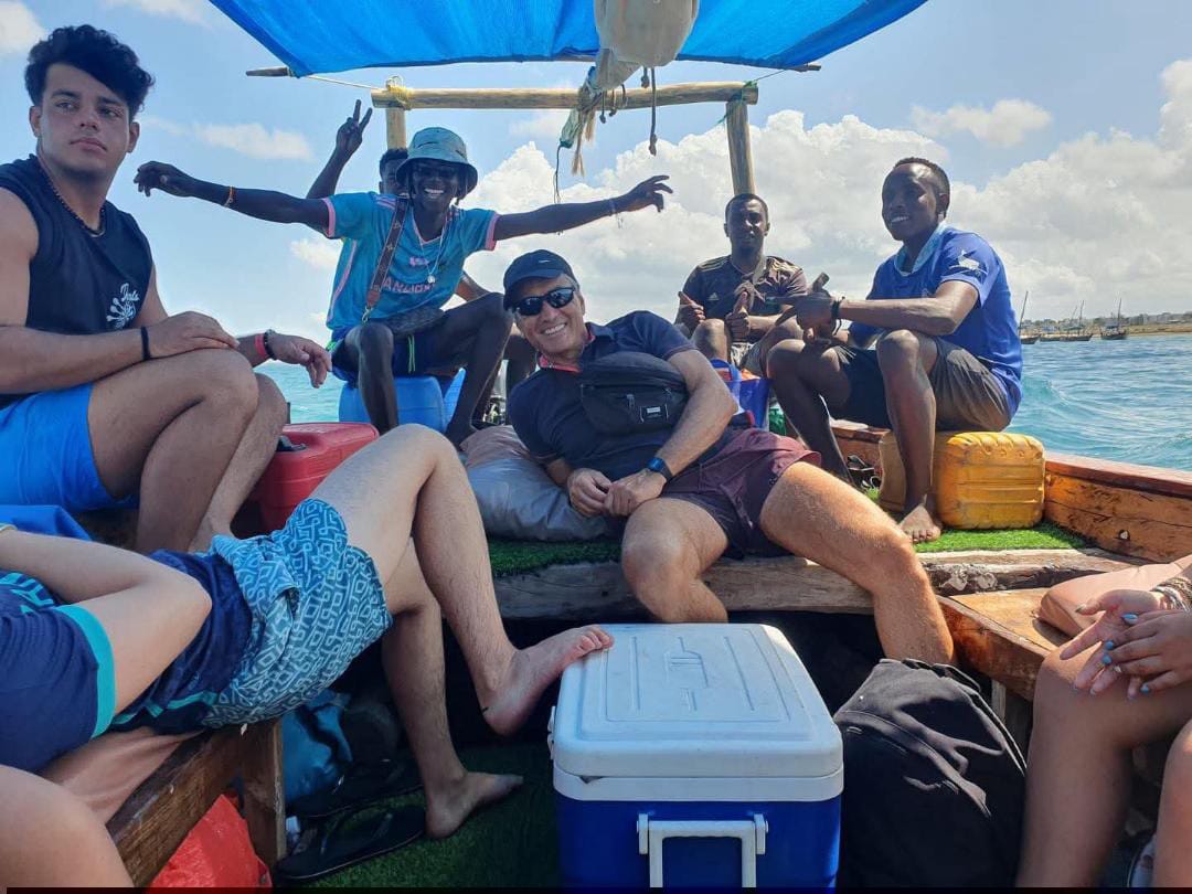 Group enjoying a boat trip to the sandbank
